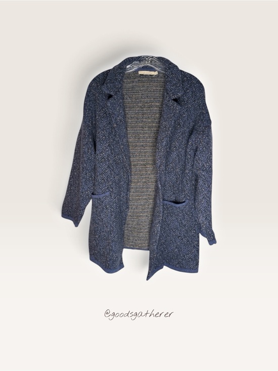 Chiaramente Sweaters - Chiaramente Italy Wool Blend Herringbone Coatigan Cardigan Sweater S